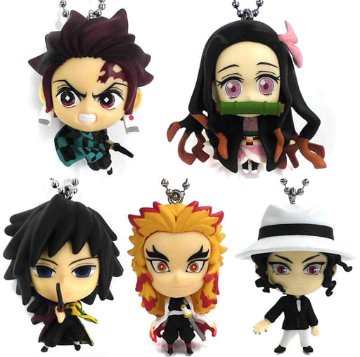 Tanjiro Kamado, etc. Demon Slayer: Kimetsu no Yaiba Deformed Mascot All 5 Types Set Key Chain [USED]