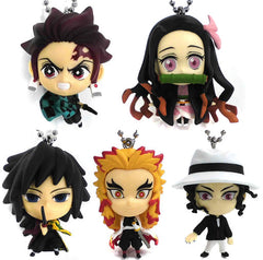 Tanjiro Kamado, etc. Demon Slayer: Kimetsu no Yaiba Deformed Mascot All 5 Types Set Key Chain [USED]