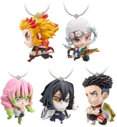 Kyojuro Rengoku, etc. Demon Slayer: Kimetsu no Yaiba Deformed Mascot 004 All 5 Types Set Key Chain [USED]