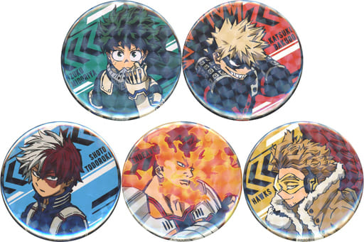 My Hero Academia Izuku Midoriya & Others Trading Hologram Can Badge Stand-By All 5 Types Set Buttons [USED]