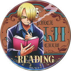 Sanji Reading One Piece Yakara Can Badge SANJI Straw Store Limited Tin Badge [USED]