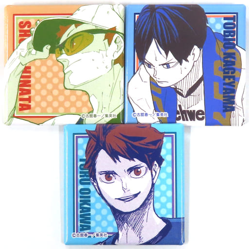 Shoyo Hinata Tobio Kageyama Toru Oikawa Haikyu!! Square Can Badge Jump Shop Limited Original Variety Bag 2021 Bundled Items Set of 3 Tin Badge [USED]