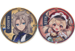 Albedo Klee Collaboration Costume Genshin Can Badge Set Sweets Paradise Soyokaze no Kyoen Limited Set of 2 Can Badge [USED]