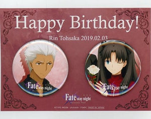 Rin Tohsaka Archer Fate/stay night: Heaven's Feel Rin Tohsaka 2019 Birthday 57mm Can Badge Set Set of 2 Tin Badge [USED]