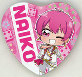 Naiko Ireisu Chibi Chara Trading Heart Shaped Can Badge FamilyMart Limited Can Badge [USED]