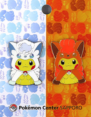 Alolan Vulpix Pikachu Wearing Vulpix Poncho Pokemon Pins Set Pokemon Center Limited Lapel Pin [USED]