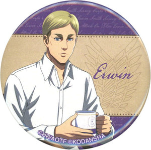 Erwin Smith Upper Body Attack on Titan Newly Drawn Illustration Tea Time Ver. Trading Can Badge Soldiers' Tea Time in Animate Limited Can Badge [USED]