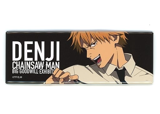 Chainsaw Man Denji Background Black Trading Square Long Can Badge Grand Exchange Exhibition at baseyard tokyo Limited Buttons [USED]