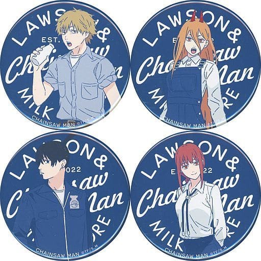 Chainsaw Man Denji & Others Can Badge Lawson Campaign Limited All 4 Types Set Buttons [USED]