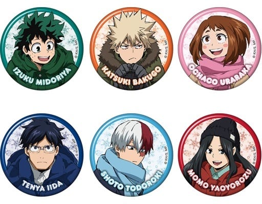 My Hero Academia Izuku Midoriya & Others Character Badge Collection Snow Shoveling All 6 Types Set Buttons [USED]