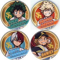 Fukuoka Softbank Hawks X My Hero Academia Izuku Midoriya & Others Trading Can Badge All 4 Types Set Buttons [USED]