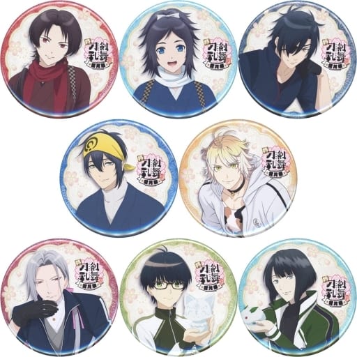 Kashu Kiyomitsu, etc. Toku: Touken Ranbu Hanamaru Setsugetsuka Trading Newly Drawn Can Badge All 8 Types Set Tin Badge [USED]