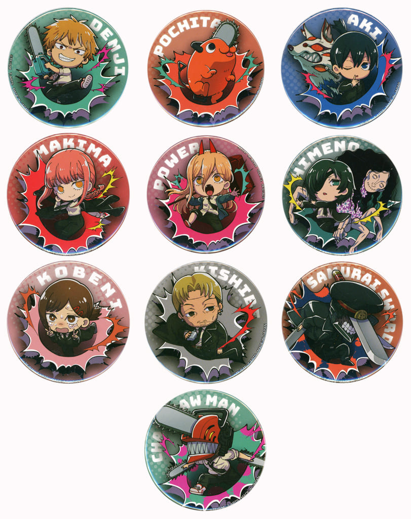 Chainsaw Man Denji & Others Buchimas! Trading Can Badge All 10 Types Set Buttons [USED]