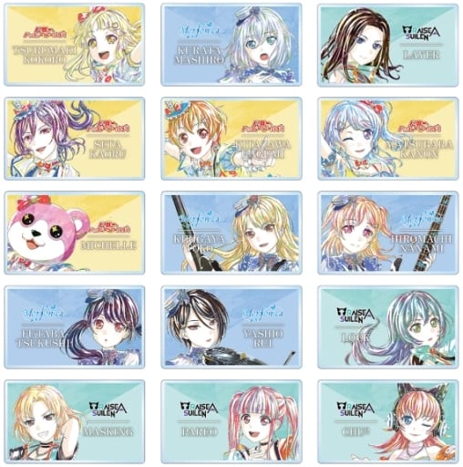 Kokoro Tsurumaki, etc. BanG Dream! Girls Band Party! Ani-Art 4th Trading Acrylic Name Plates Ver.C All 15 Types Set Key Chain [USED]