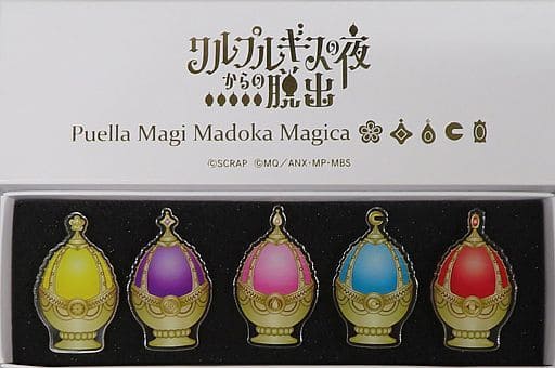 Soul Gem Puella Magi Madoka Magica Acrylic Badge Real Escape Game Walpurgis no Yoru kara no Dasshutsu Limited Ticket with Special Benefits Accessories 5 Types Set Badge [USED]