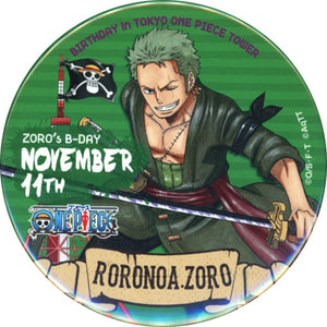 Roronoa Zoro One Piece Birthday Commemorative Can Badge 2015 Mugiwara Store Tokyo One Piece Tower Store Limited Can Badge [USED]