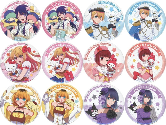 Ai Hoshino, etc. Oshi No Ko X Sanrio Characters Online Kiji Can Badge Kujibikido Limited Prize E All 12 Types Set Tin Badge [USED]