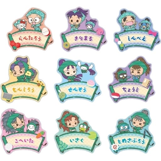 Rantaro Inadera, etc. Nintama Rantarou X Sanrio Characters Trading Acrylic Name Plates All 9 Types Set Acrylic Item [USED]