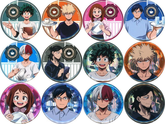 Katsuki Bakugo, etc. My Hero Academia Newly Drawn Can Badge Collection Tower Records Cafe 2023 Limited All 12 Types Set Tin Badge [USED]