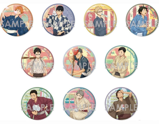Tobio Kageyama, etc. Haikyu!! Trading Big Can Badge Yukata All 10 Types Set Tin Badge [USED]