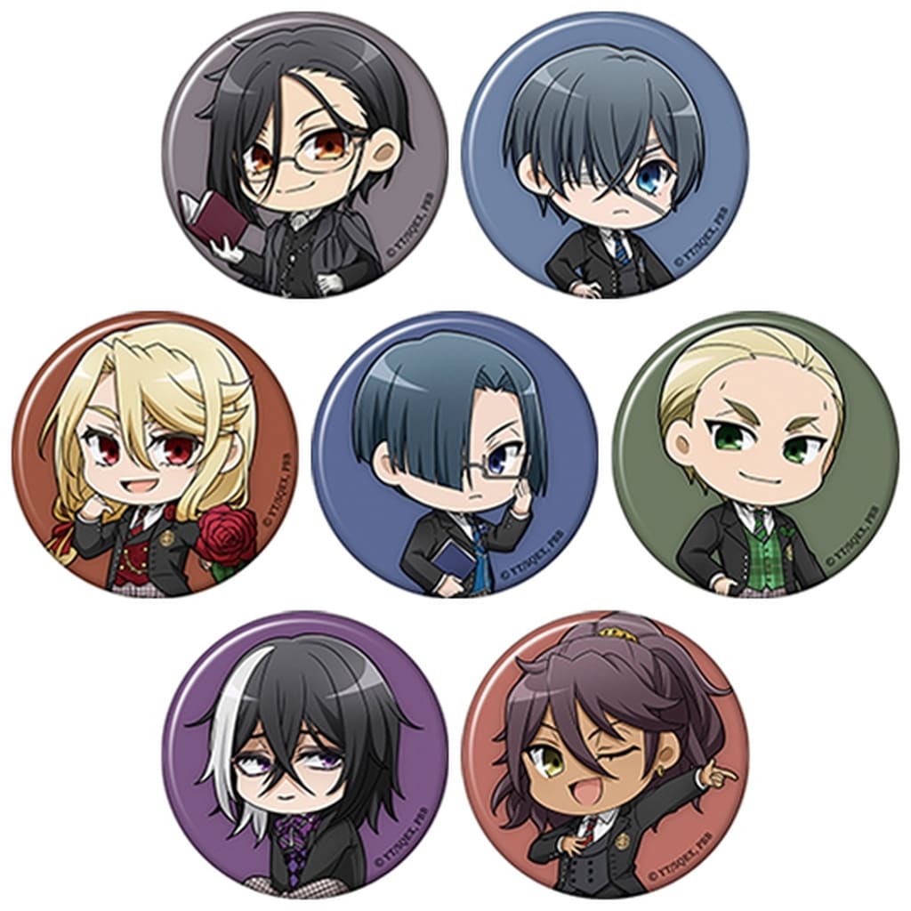 Sebastian Michaelis, etc. Black Butler: Public School Arc Character Badge Collection Mini Character All 7 Types Set Acrylic Item [USED]