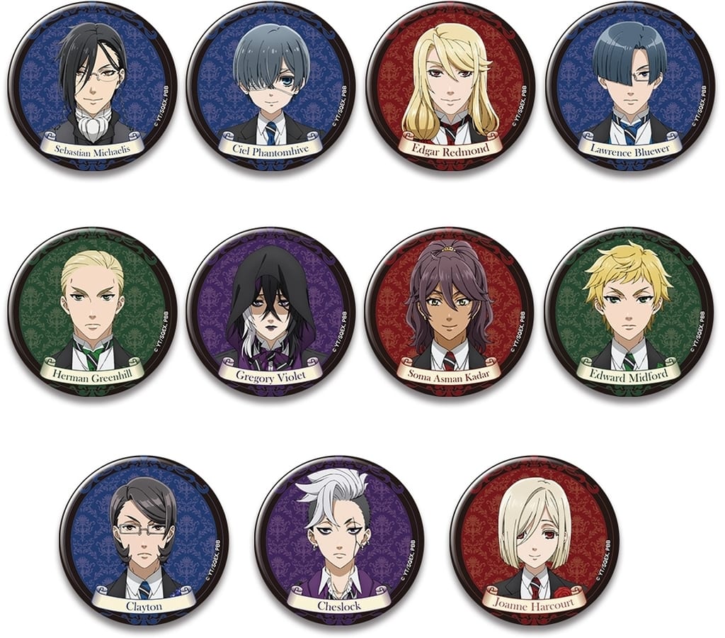 Sebastian Michaelis, etc. Black Butler: Public School Arc Trading Can Badge All 11 Types Set Tin Badge [USED]