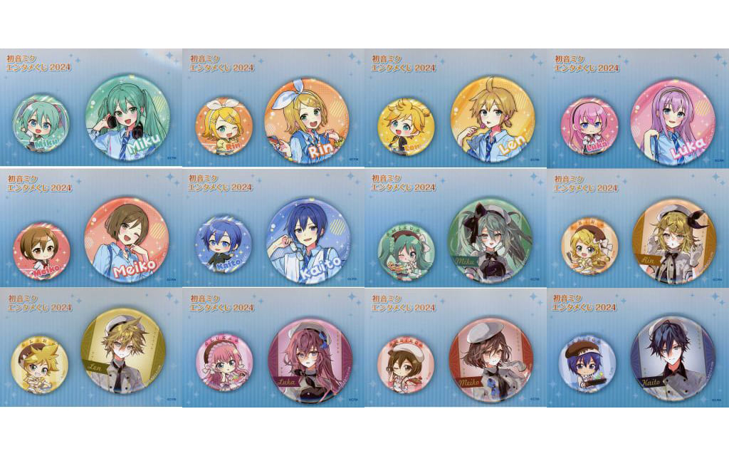Hatsune Miku, etc. VOCALOID Entertainment Kuji 2024 Can Badge Set Set of 2 Can Badge Set Prize All 12 Types Set Tin Badge [USED]