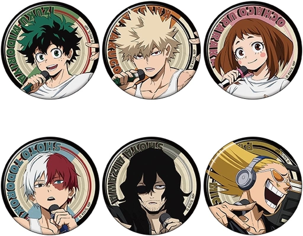 My Hero Academia Izuku Midoriya & Others Character Badge Collection U.A. Beatboxer All 6 Types Set Buttons [USED]