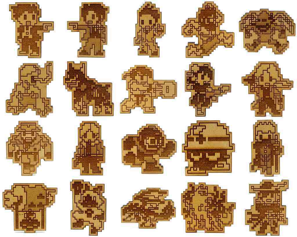 CAPCOM CO., LTD. Ryuichi Naruhodo & Others Pixel All Stars Wood Badge Collection All 20 Types Set Buttons [USED]