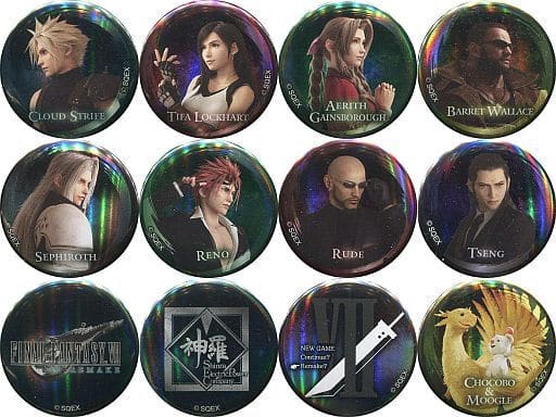 Cloud Strife, etc. Final Fantasy VII Remake Can Badge Collection Sky Tree in Midgar Tokyo Sky Tree Limited All 12 Types Set Tin Badge [USED]
