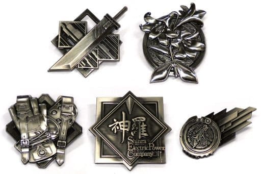 Buster Sword, etc. Final Fantasy VII Remake Commemorating the release Lottery Lapel Pin Prize D All 5 Types Set Badge [USED]