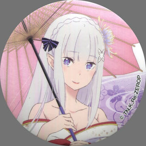 Emilia Kimono Re:ZERO -Starting Life in Another World- Can Badge Sega Campaign Limited 1st UFO Catcher Play Bonus Can Badge [USED]