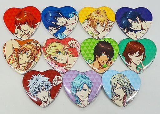 Ranmaru Kurosaki, etc. Uta no Prince Sama Movie: Maji Love Kingdom Heart Shaped Can Badge Vol.1 FamilyMart Limited All 11 Types Set Tin Badge [USED]