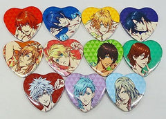 Ranmaru Kurosaki, etc. Uta no Prince Sama Movie: Maji Love Kingdom Heart Shaped Can Badge Vol.1 FamilyMart Limited All 11 Types Set Tin Badge [USED]