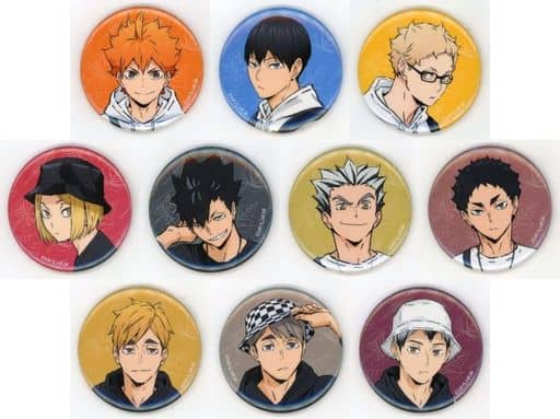 Shoyo Hinata, etc. Haikyu!! TO THE TOP Newly Drawn Illustration Leisure Ver. Trading Can Badge Tobu Zoological Park Limited All 10 Types Set Tin Badge [USED]