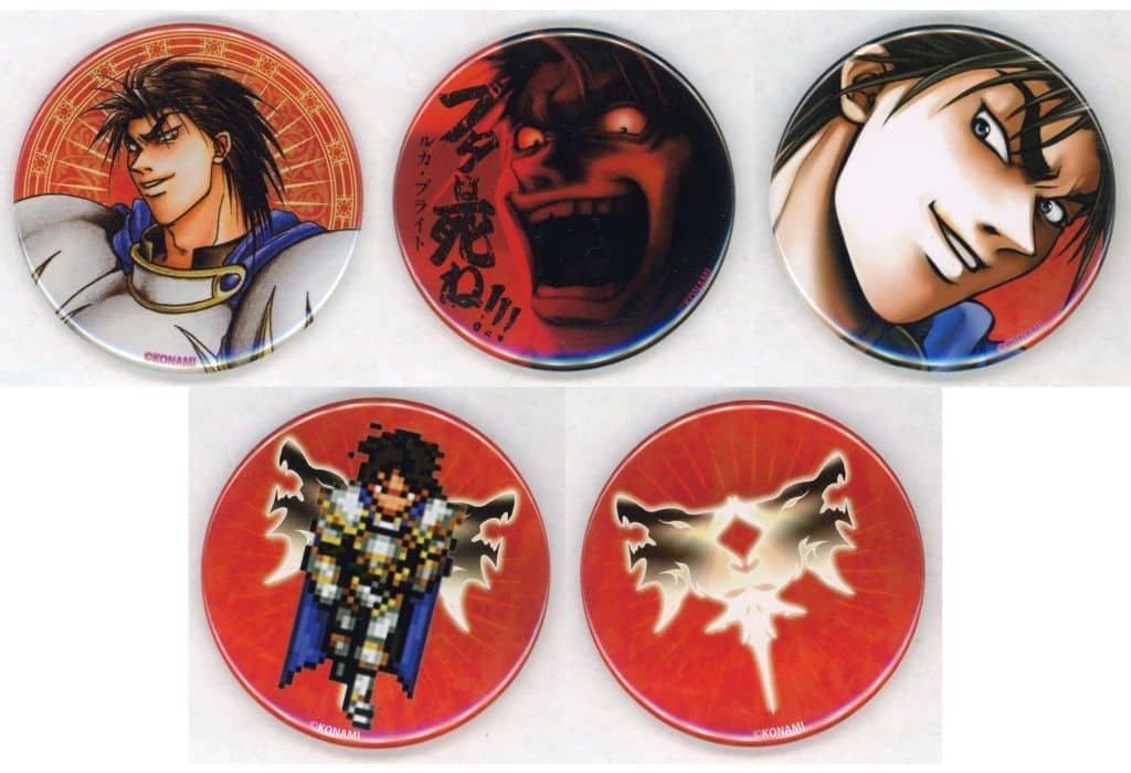 Suikoden I and II HD Remaster Gate Rune War and Dunan Unification War Luca Blight Support Luca Can Badge Famitsu Limited Included with PS5/Switch DX Pack Luca Bonus Set of 5 Buttons [USED]