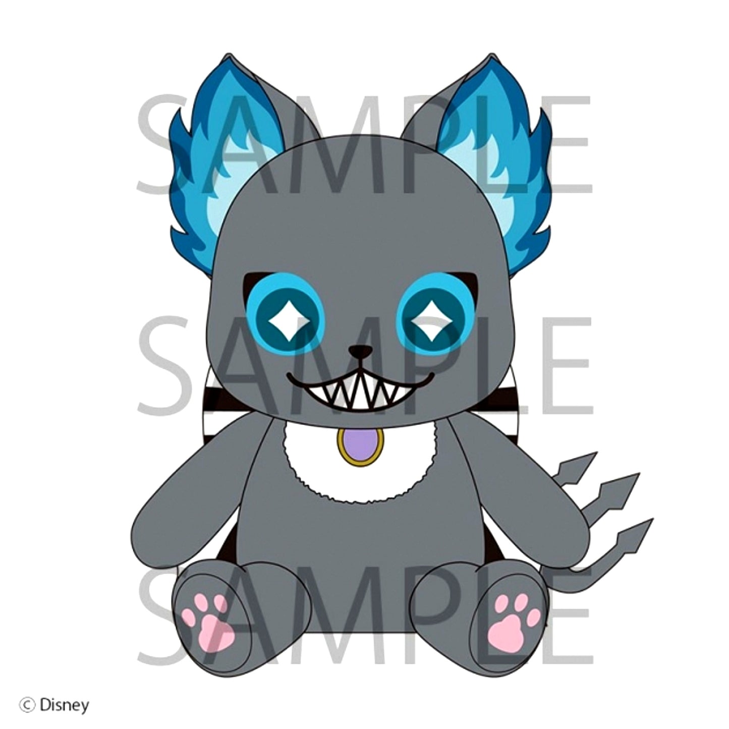 Disney Twisted-Wonderland Grim Sitting Plush (Striped Ribbon ver.) (Reissue) [NEW]