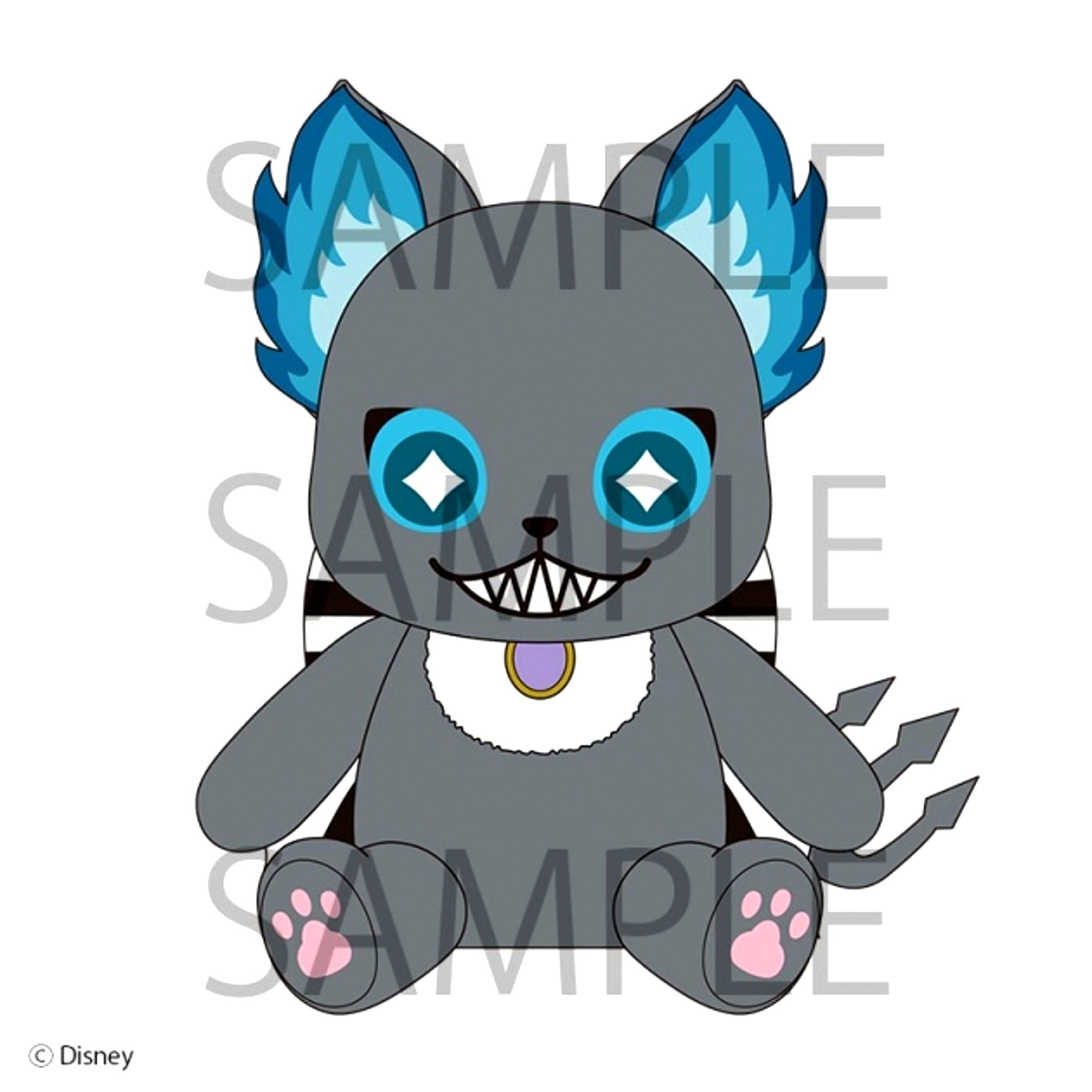 Disney Twisted-Wonderland Grim Sitting Plush (Striped Ribbon ver.) (Reissue) [NEW]