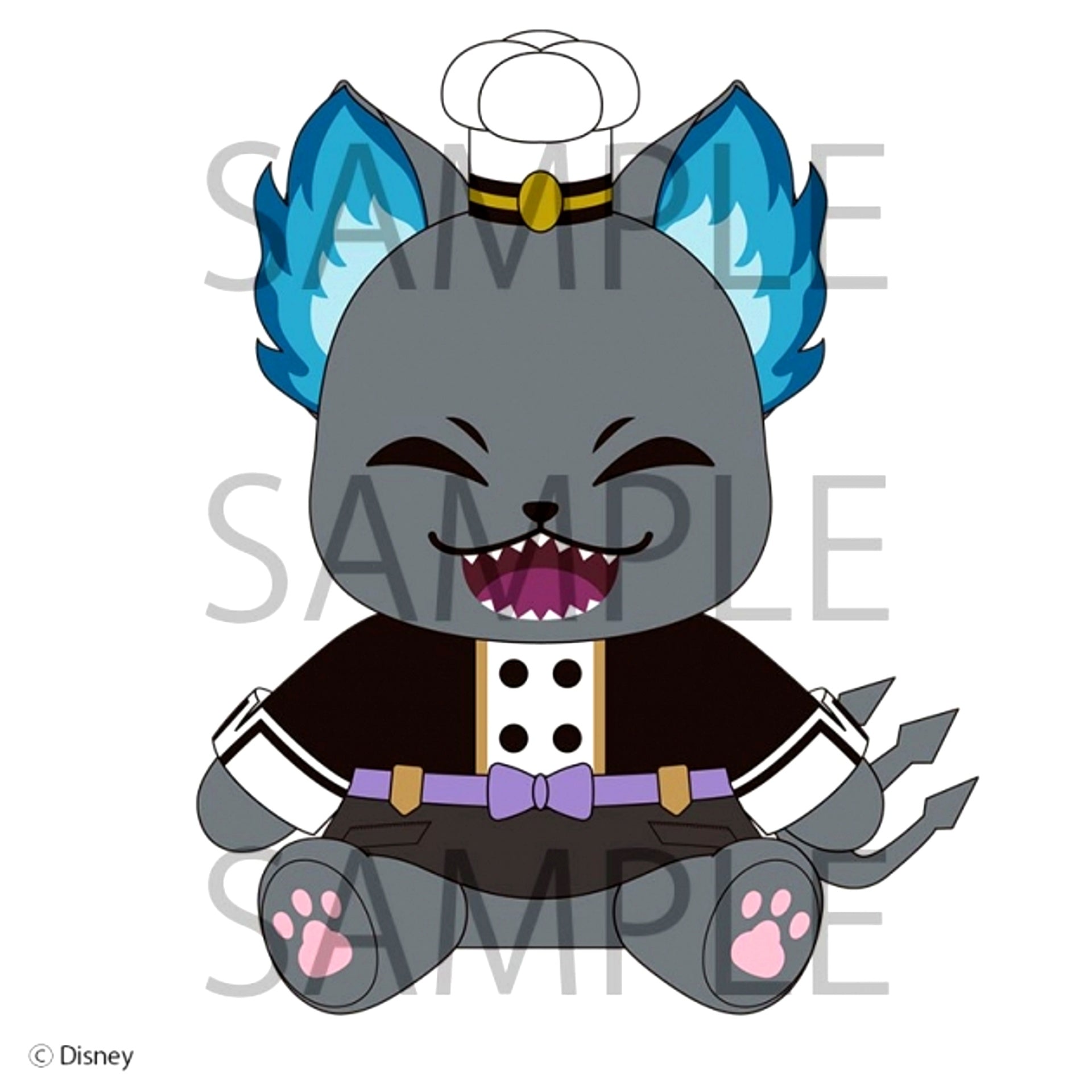 Disney Twisted-Wonderland Grim Sitting Plush (Apprentice Chef ver.) (Reissue) [NEW]