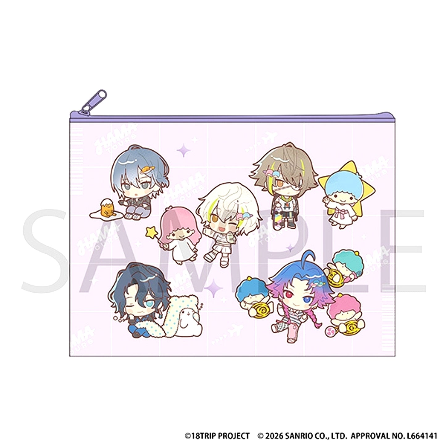 18TRIP Flat Pouch / Night Shift Sanrio Characters [NEW]