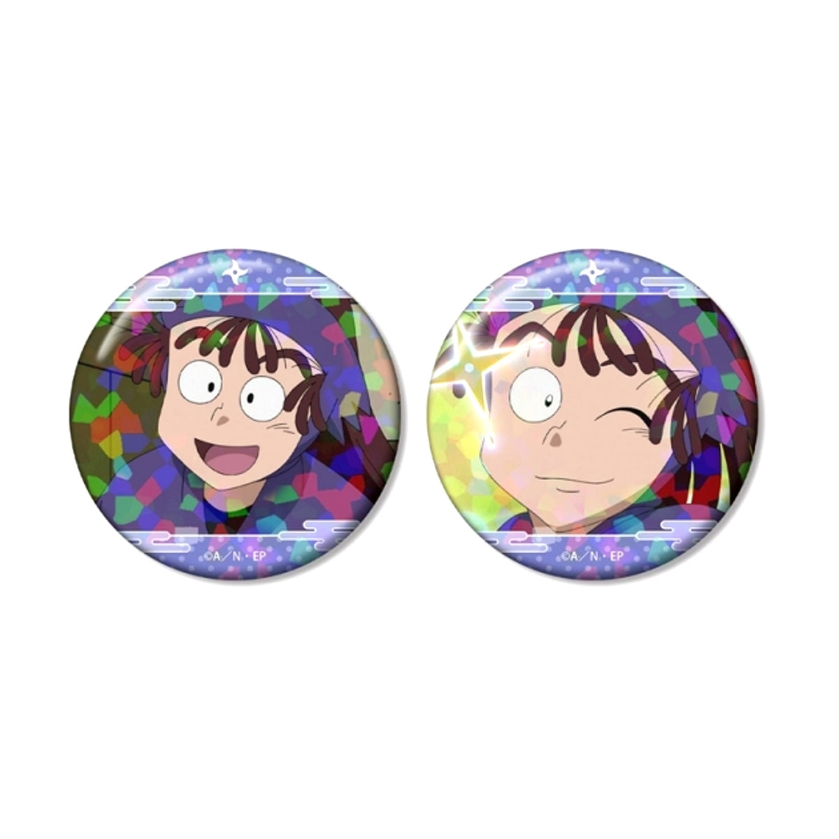 Nintama Rantaro Kanemon Obama Scene Photo Hologram Can Badge Set of 2 [NEW]