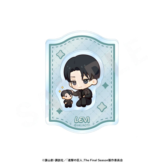 TV Anime Attack on Titan Mini Character Black Outfit Series 2-Layer Acrylic Badge (Levi) [NEW]