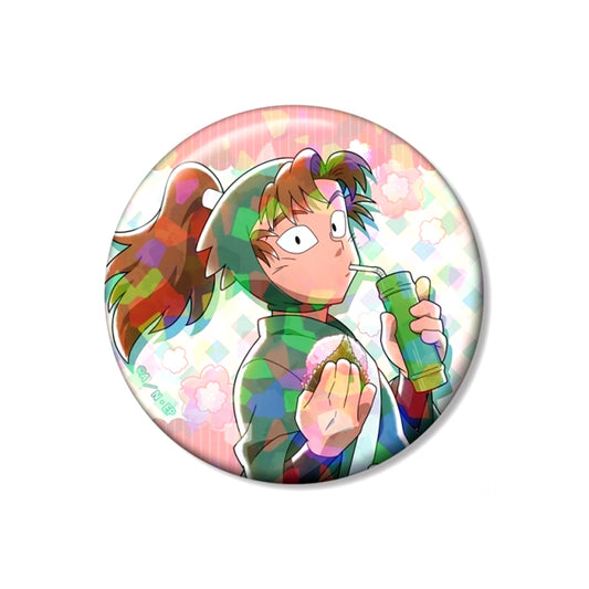 Nintama Rantaro Newly Drawn Isaku Zenpoji Fun Cherry Blossom Viewing Chapter ver. 75mm Hologram Can Badge [NEW]