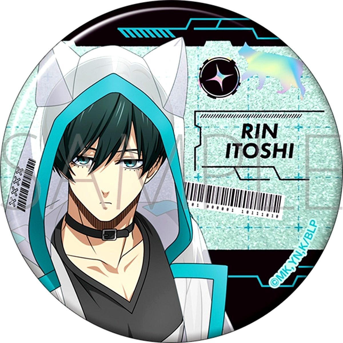 Blue Lock Season 2 Big Glitter Can Badge / Rin Itoshi Cyber Cat [NEW]