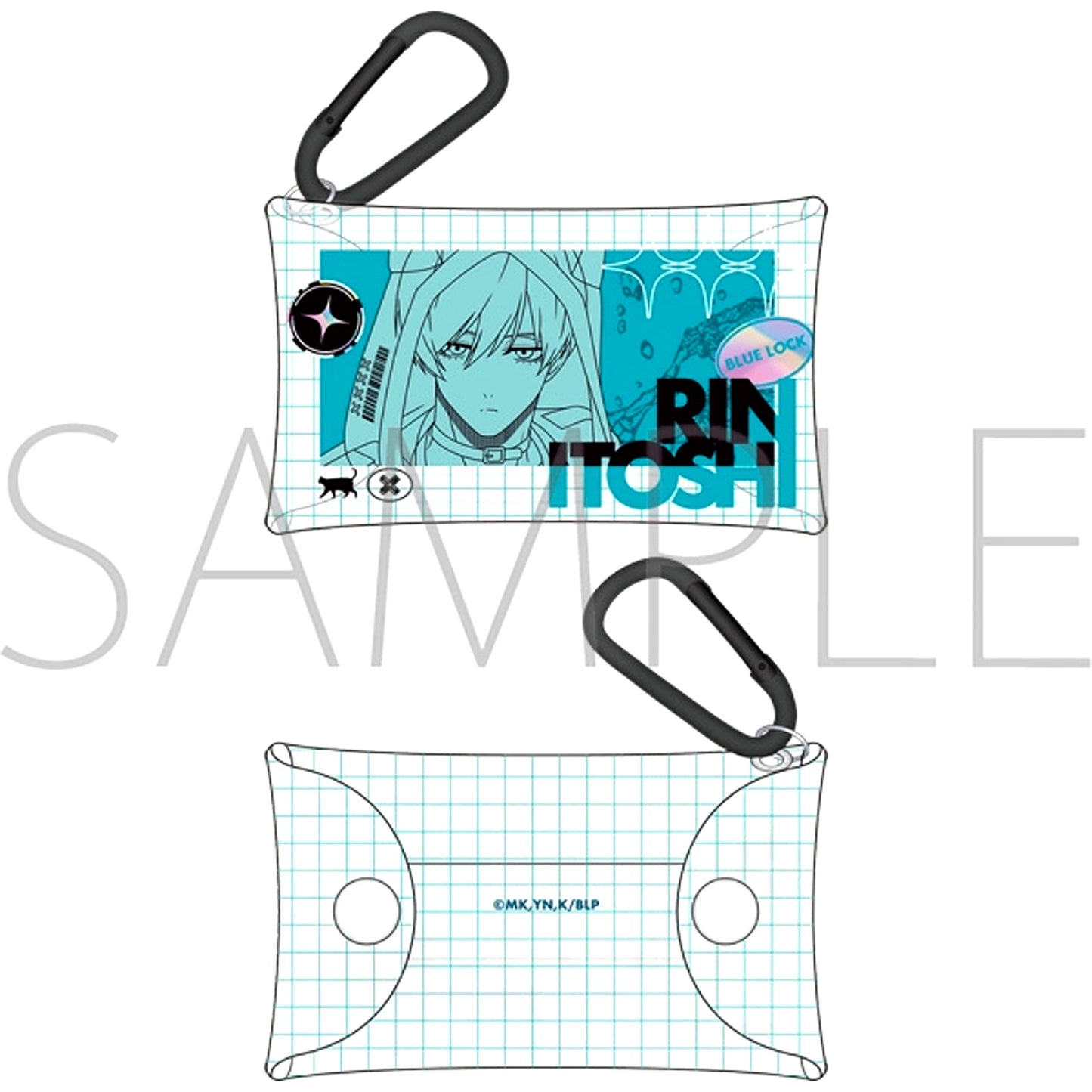BLUE LOCK Season 2 Clear Pouch with Carabiner / Rin Itoshi Cyber Cat [NEW]