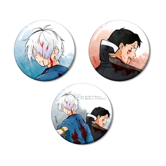 Movie Kitarou Tanjou: Gegege no Nazo Newly Drawn Kitaro's Father & Mizuki The Back of a Fighting Father ver. Can Badge Set of 3 [NEW]