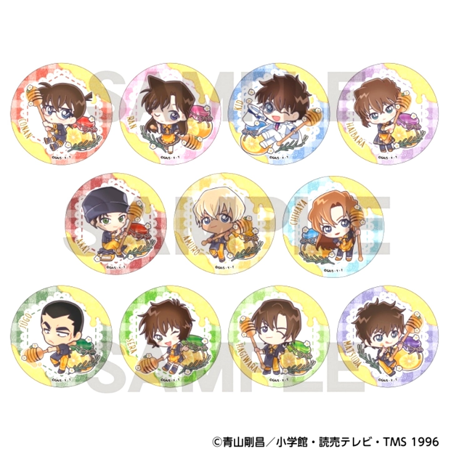 Detective Conan Trading Glitter Can Badge Chara Peko Honey [NEW]