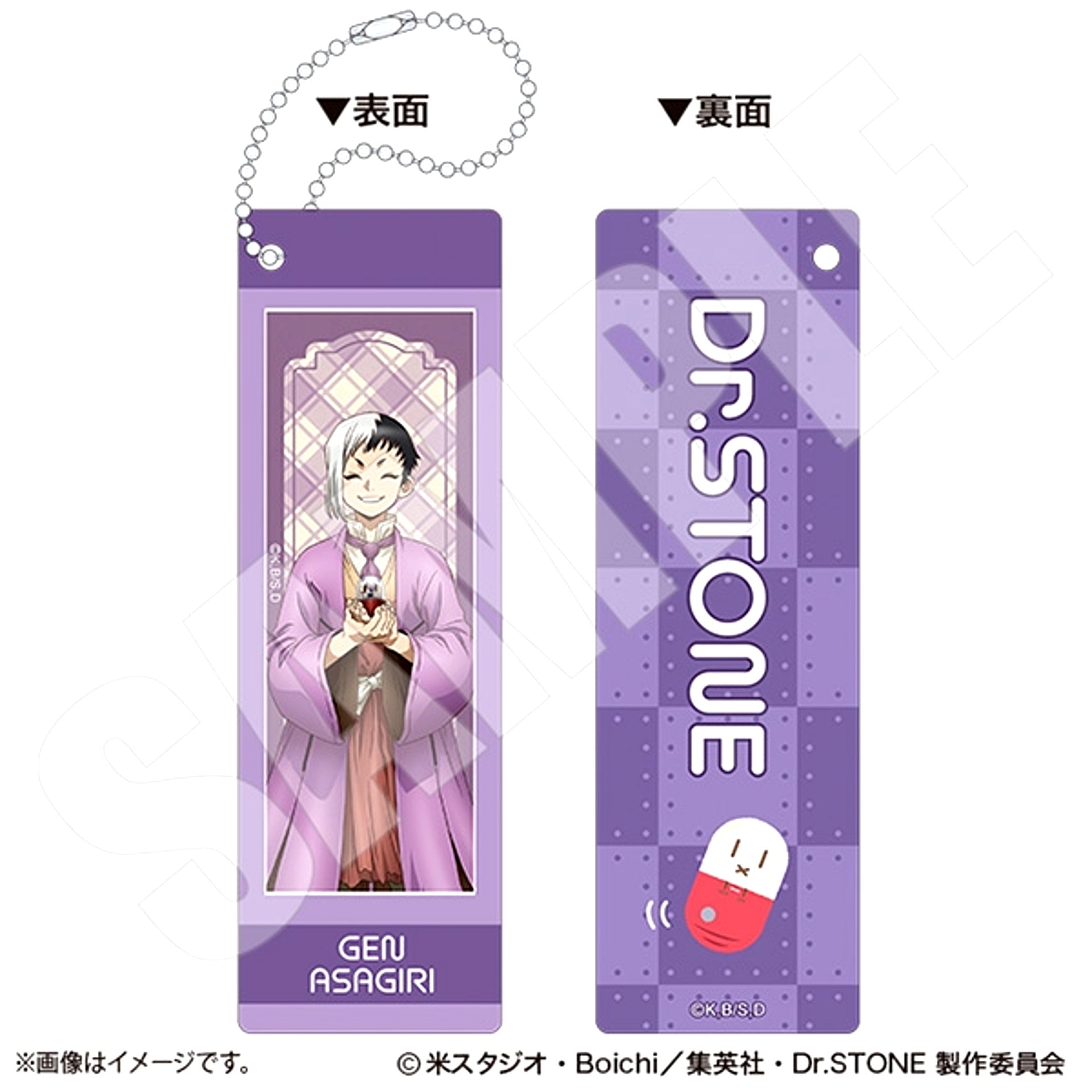 Dr.STONE Photo Gray Keychain Together with Why-Man ver. Gen Asagiri [NEW]