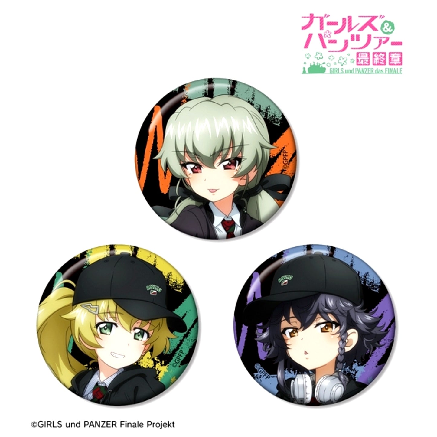 Girls und Panzer das Finale arti-mate Part 2 Set of 3 Buttons Newly Drawn Plain Clothes Neku Thai ver. Goods - Bache animate Limited [NEW]