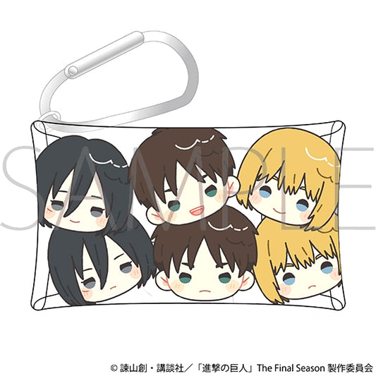 Attack on Titan Clear Pouch with Carabiner / Eren, Mikasa, Armin [NEW]